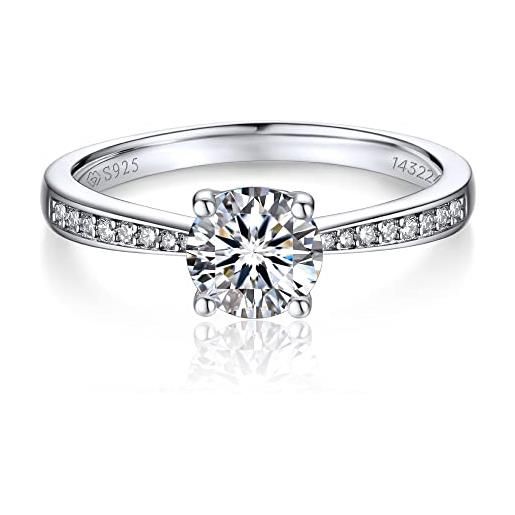 MomentWish anelli donna, 1/2ct moissanite diamante anello argento 925, anello promessa argento/oro rosa fedi donna fidanzamento, con certificato gra dimensione 53