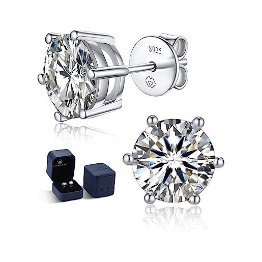 MomentWish moissanite orecchini argento 925, 1 carati/5mm orecchino uomo donna anallergici punto luce simulato diamanti brillanti