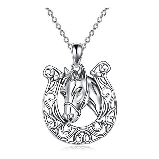 ONEFINITY collana a ferro di cavallo, in argento sterling 925, con ciondolo a ferro di cavallo, regalo per donne e ragazze, argento sterling, nessuna pietra preziosa