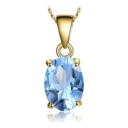 Elli Collana Con Ciondolo In Argento 925 E Topazio Blu Taglio Brillante