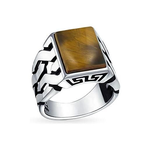 Bling Jewelry pietra preziosa cuban curb link chain band anello signet rettangolo occhio di tigre per uomo. 925 argento fatto a mano in turchia