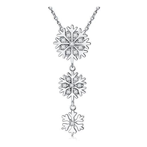 LONAGO collana fiocco di neve 925 sterline d'argento 5a cubic zirconia natale inverno fiocco di neve pendente gioielleria regali per le donne