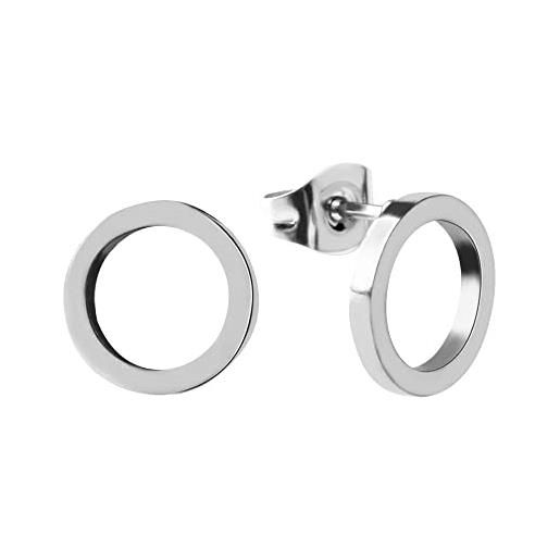 GD GOOD.designs EST. 2015 donna orecchini cerchio orecchini | piccoli orecchini rotondi in acciaio inox - oro argento o oro rosa (argento)