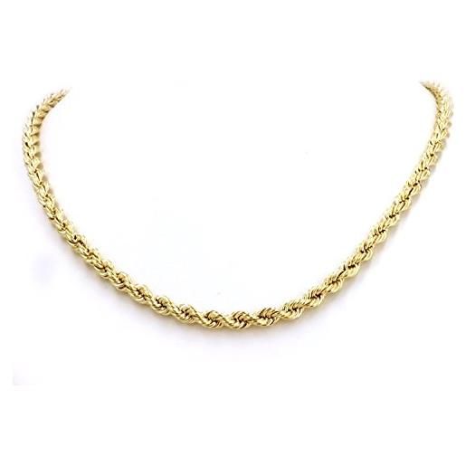 PRINS JEWELS catenina unisex con maglia a corda in oro giallo 750 da 18 carati, larga 2,50 mm larghezza e lunghezza selezionabili. E oro giallo, colore: oro giallo, cod. Corda-18-2