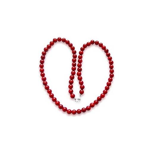 Vifaleno collana di corallo, naturale, rosso, tondo, 4mm, argento 925