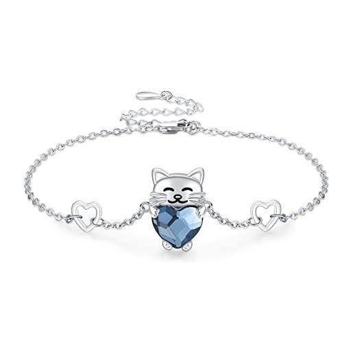 CHENGHONG braccialetto da donna in argento 925, regolabile, portafortuna, panda, elefanti, gatto, mucca, delfino, cavigliera, per ragazze, bambini, figlie, amici, 9 inch, argento sterling