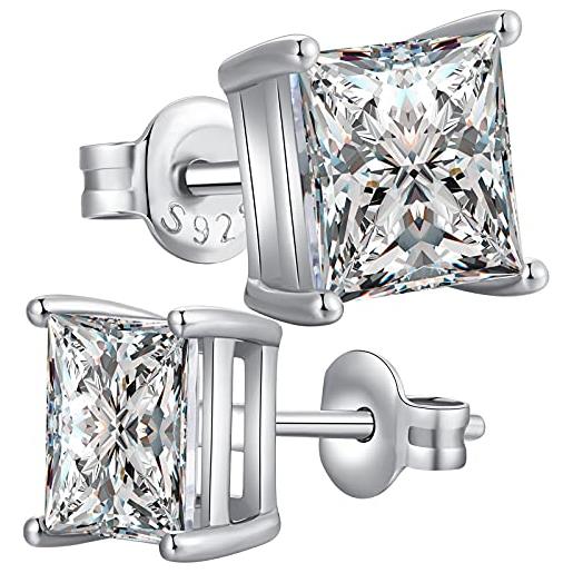Jiahanzb orecchini donna argento 925 brillantini uomo bottone diamante zircone zirconi orecchino