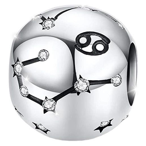 Maria Fonte bead charm segno zodiacale cancro in argento sterling 925, compatibile con le più diffuse marche di braccialetti e collane. 