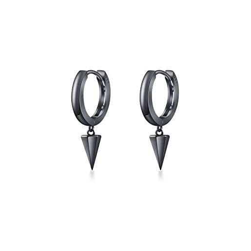 PHNIBIRD orecchini uomo pendente nero argento sterling 925 orecchini cerchio donna unisex minimalismo festa (b)
