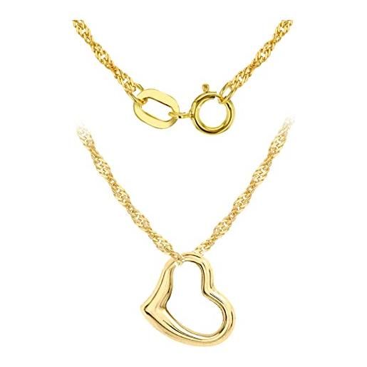 CARISSIMA Collana Con Iniziale In Oro Giallo 9ct – Catena Regolabile A Taglio Diamante 41/46 Cm, Confezione Regalo