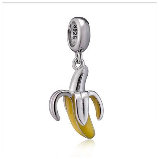 YiRong Jewelry charm a forma di banana in argento sterling 925 con ciondolo a forma di frutta per braccialetti pandora