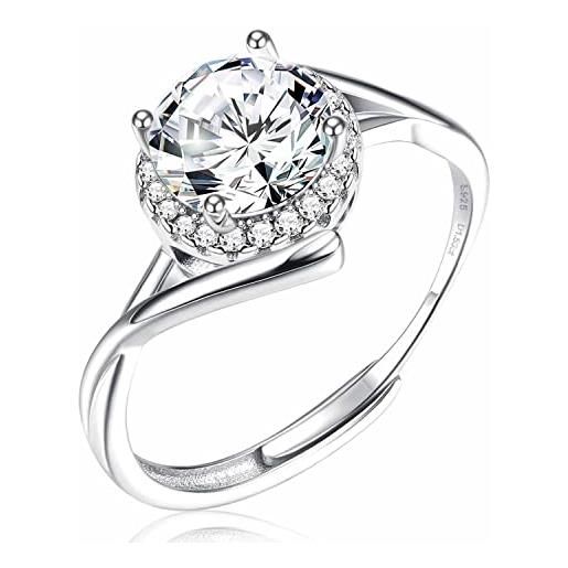 Milacolato anelli nuziale per donna, d1.50ct moissanite anello argento 925 regolabile, simulato diamanti pavé zirconi promessa anello fidanzamento fedi matrimonio gioielli regali con scatola per lei
