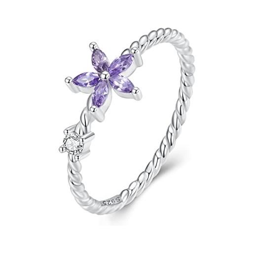Cicili anello da donna, anelli donna argento 925, delicata fiori viola anello twist, compleanno natale san valentino donna regalo idea