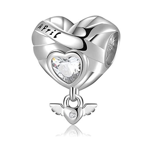 Magic Charms birthstone per braccialetti di donna in 925 sterling silver cuore ciondolo personalizzato zirconi di pietra per europa bracciale e collana regali di compleanno (aprile)