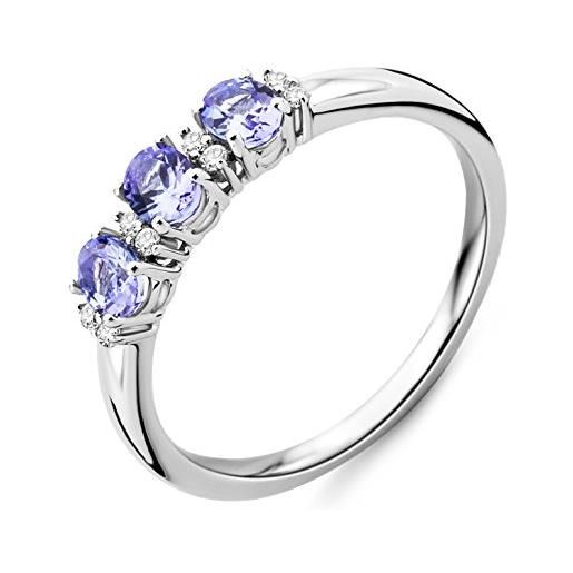 Miore anello donna tanzanite diamanti taglio brillante ct 0.06 oro bianco 9 kt / 375