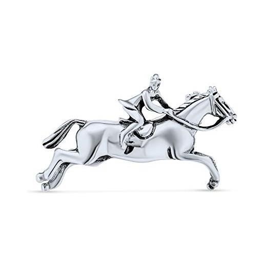 Bling Jewelry cowgirl occidentale equestre equitazione salto cavalli thoroughbred spilla pin per donne ossidato. 925 argento