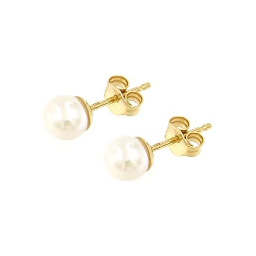 forme di Lucchetta lucchetta - orecchini oro (750) 18 carati con perle vere d'acqua dolce rotonde 5.5/6mm | orecchini d'oro vero per donna