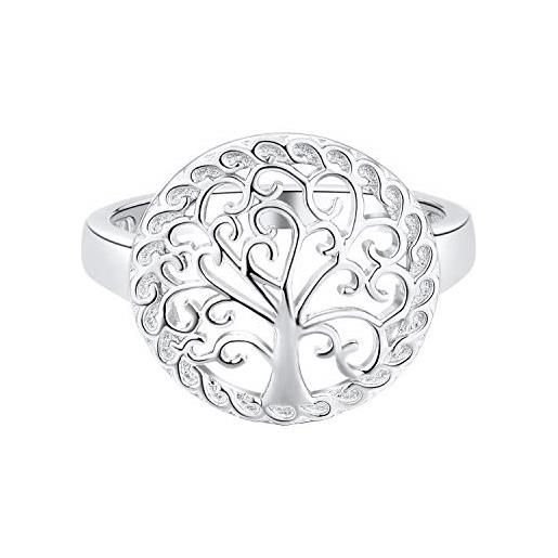 JO WISDOM jo wisodm anelli albero della vita argento 925 donna, anelli yggdrasil famiglia amuleto con zirconia cubica placcato in oro bianco