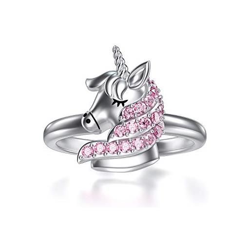 AOBOCO regali unicorno per ragazze, anello unicorno in argento sterling con cristalli rosa, regali di compleanno per donne, figlia (7)