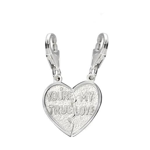 forme di Lucchetta ciondolo cuore spezzato in argento 925 - simbolo d'amore universale per collane - made in italy