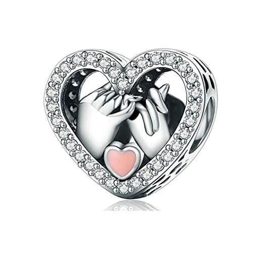 Annmors cuore d'amore bead charms donna argento ciondolo a forma di, in argento sterling 925, compatibile con braccialetti e collane europe