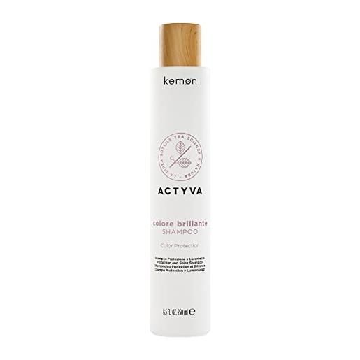 Kemon - actyva colore brillante shampoo, azione emolliente e rivitalizzante per capelli colorati, con frutti rossi, filtro uv - 250 ml
