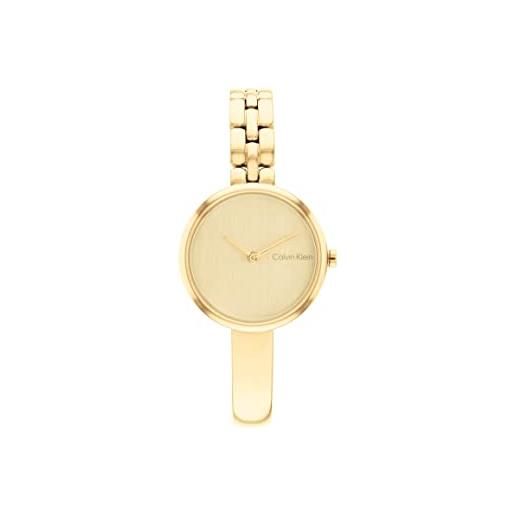 Calvin Klein orologio analogico al quarzo da donna collezione bangled con cinturino in acciaio inossidabile oro (gold)