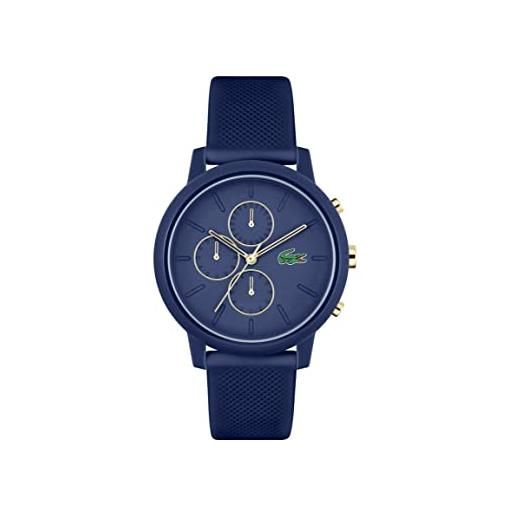 Lacoste orologio con cronografo al quarzo da uomo con cinturino in silicone blu navy - 2011248