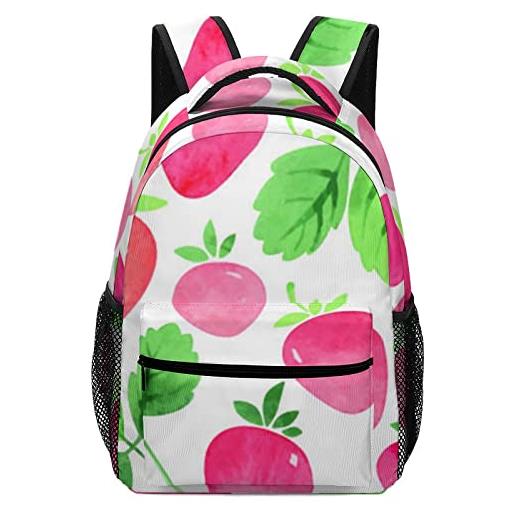 LafalPer zaino casual moda borsa da scuola adolescente stampa classico backpack zaino porta pc per università fragola dell'acquerello