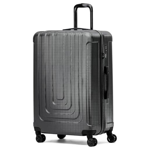 Flight Knight premium lightweight suitcase - built-in tsa lock - 8 spinner wheels - abs hard shell check in highly durable luggage - large - 76.5x52x30cm