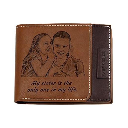 haellerry custom engrave photo wallet, photo wallet personalizzati per uomini, marito, papà, son, regali di natale (colore del caffè)