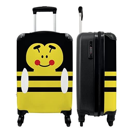 NoBoringSuitcases.com® valigia bagaglio a mano valigie travel bag trolley cabina valigia rigida bambino si inserisce trolley bagagli a mano 55x40x20 ritratto di animale - ape - giallo - 55x35x20cm