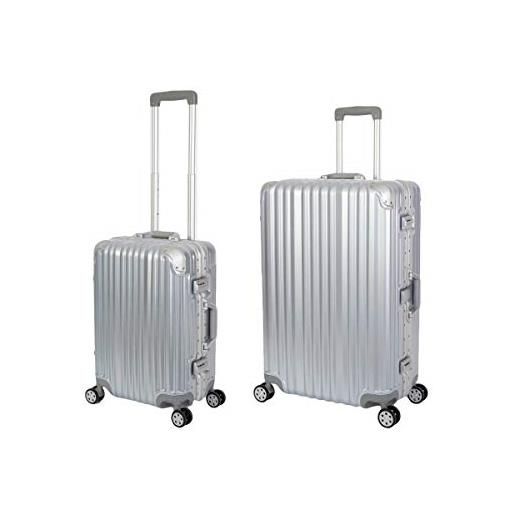 Travelhouse london, valigetta rigida in alluminio, con telaio in alluminio, diverse misure e colori, t1169, argento, koffer-set (s+l), set di valigie