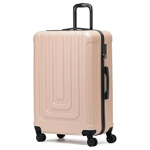 Flight Knight premium lightweight suitcase - built-in tsa lock - 8 spinner wheels - abs hard shell check in highly durable luggage - medium - 67x45x26cm