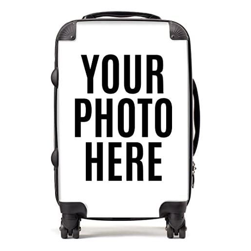 LIVE x MAINTAIN valigia personalizzabile con nome e testo in marmo leggero con lucchetto tsa con 4 ruote girevoli, custodia rigida per cabina e bagaglio a mano, caricamento foto, large (78cm - 95 l), 