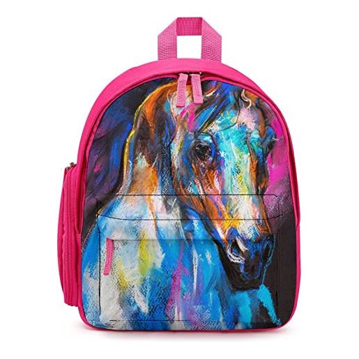 LafalPer zaino scuola per bambini zaini piccoli per ragazze ragazzi semplice zaino scolastico per il ritorno a scuola cavallo acquerello colorato
