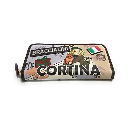 Braccialini portafoglio zip around Braccialini cartoline cortina marrone a23br08 b16812 multicolore
