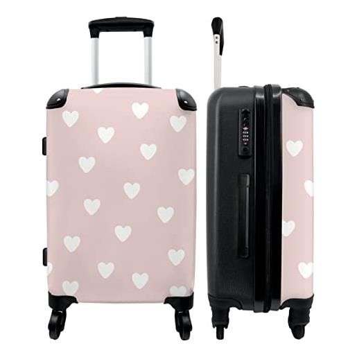 NoBoringSuitcases.com® valigie grandi valigia trolley bag valige trolley rigido trolleys bambino valigia grande motivo - cuore - rosa - 67x43x25cm