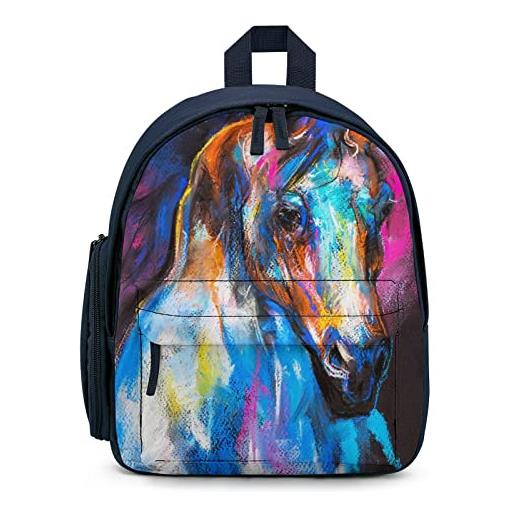LafalPer piccoli zaini per bambini zaino semplice con stampa cavallo acquerello colorato borsa da scuola carina leggero per asilo elementare