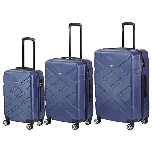 Totò Piccinni set valigie trolley con guscio rigido di ottima qualità con 4 rotelle pivotanti (blu chiaro, set 3 valigie)