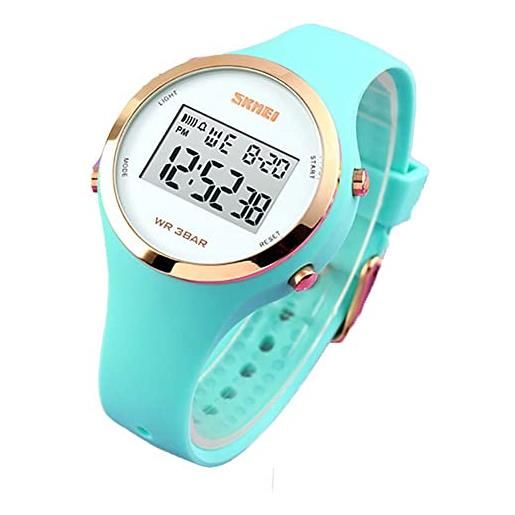 XCZAP orologio da donna con display a led elecreonic fashion chrono alarm digital clock donna sport outdoor wirstwatch, verde, cinturino
