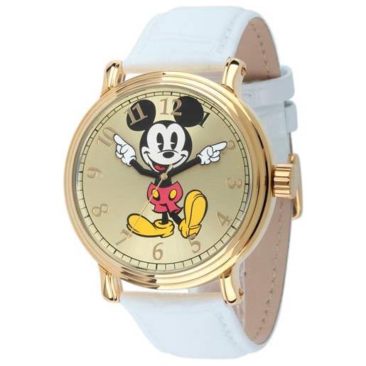 Disney orologio da uomo topolino con cinturino nero, pelle bianca. , movimento al quarzo