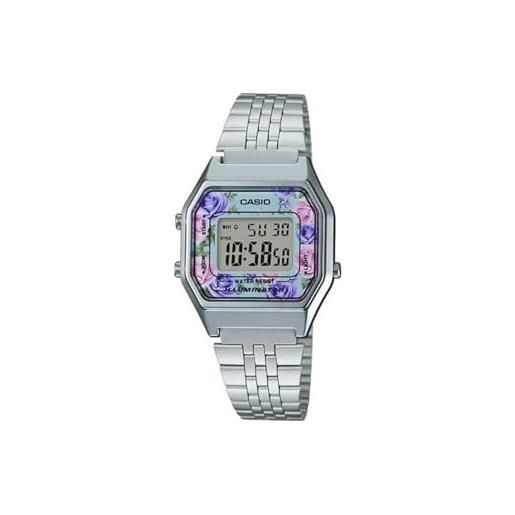 Casio la680wa-2c women's vintage floral dial alarm chronograph digital watch