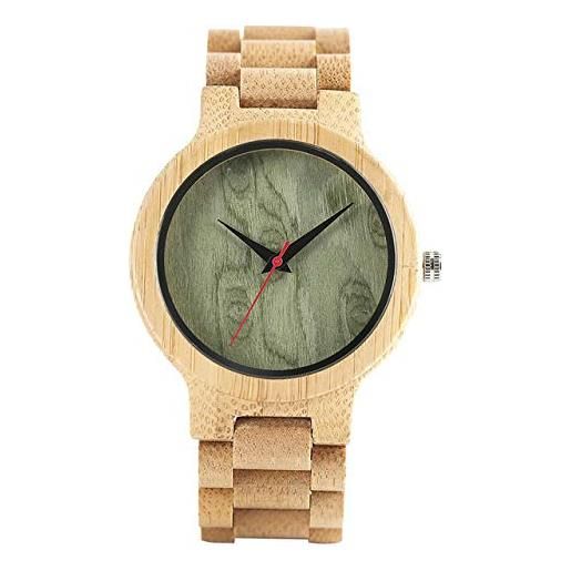 OIFMKC orologio in legno orologio minimalista in legno chiaro 100% originale bambù pieno di legno orologi al quarzo orologio da polso creativo orologio maschile braccialetto regali