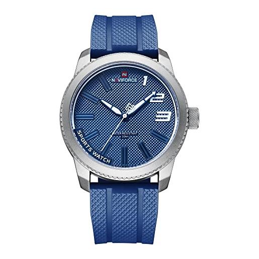 Naviforce nanviforce orologi di modo con cinturino in silicone top brand di lusso degli uomini della vigilanza sport, blu, inglese