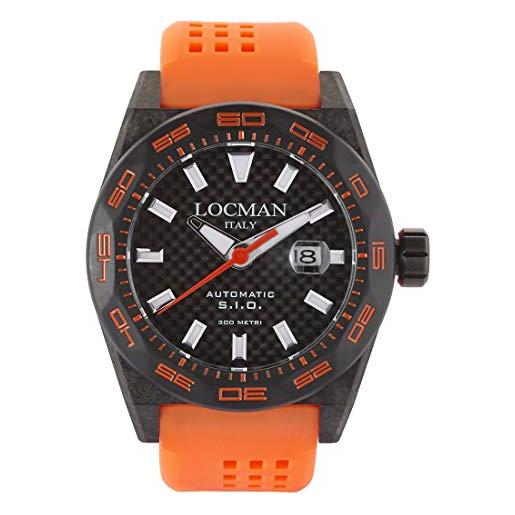 Locman italy orologio da uomo stealth carbon automatico nero/arancione ref. 0216, cinghie
