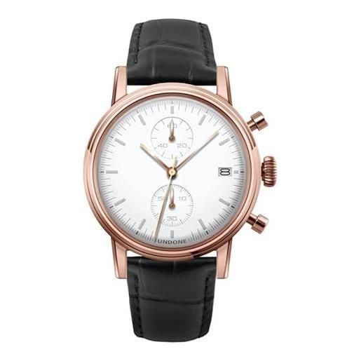 Undone minimalist rose gold cronografo ibrido quarzo meccanico acciaio bianco pelle nero vintage orologio uomo