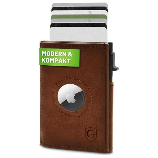 GenTo Design Germany gen. To® smartlet push air - slim wallet - portafoglio sottile - con tasca portamonete - custodia in metallo - supporto apple airtag - protezione nfc rfid