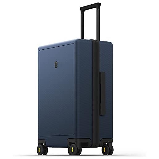 LEVEL8 valigia bagaglio a mano elegante micro diamante strutturato design valigie trolley rigido valigia grande con rotelle girevoli e lucchetto tsa integrato 66x44.5x26.5cm, 67.9l, blu