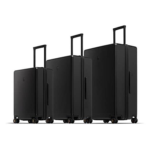 LEVEL8 set di 3 valigie viaggio elegante opaco valigia bagaglio a mano rigido ultra leggero valigie trolley con chiusura tsa e ruote girevoli(nero, 40l/65l/105l)